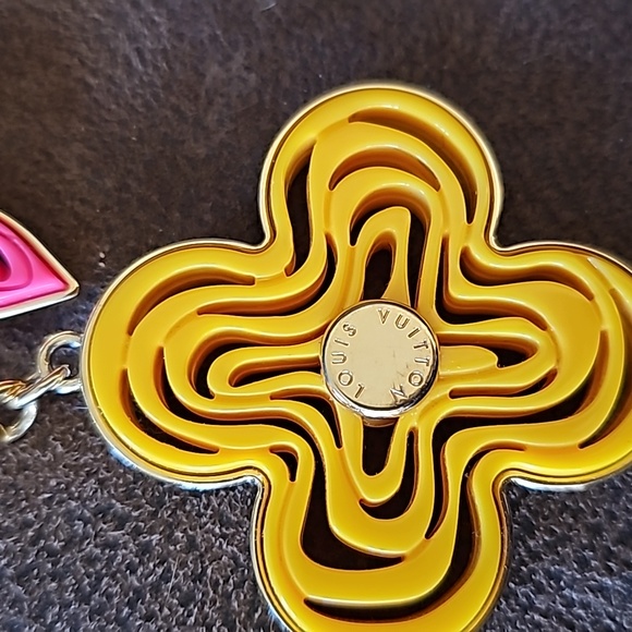 Authentic Louis Vuitton Pink and Yellow Resin Monogram Flower Bag Charm - Picture 6 of 6
